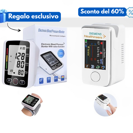 Misuratore multifunzione della glicemia + Sfigmomanometro elettronico – ACQUISTANE 1 E RICEVINE UN ALTRO GRATIS